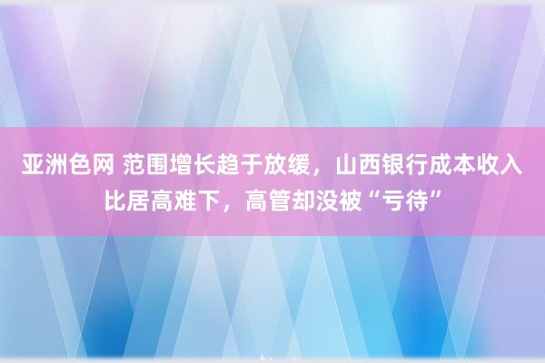 亚洲色网 范围增长趋于放缓，山西银行成本收入比居高难下，高管却没被“亏待”