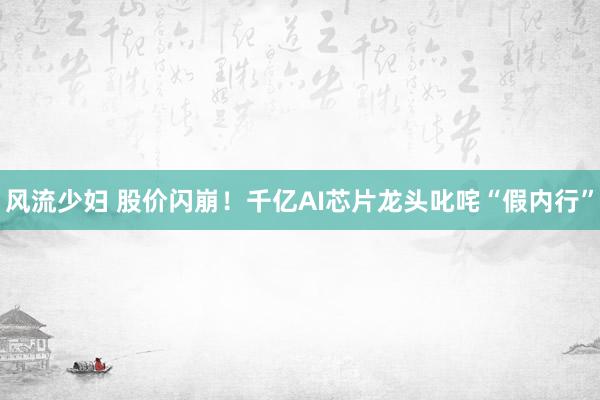 风流少妇 股价闪崩！千亿AI芯片龙头叱咤“假内行”