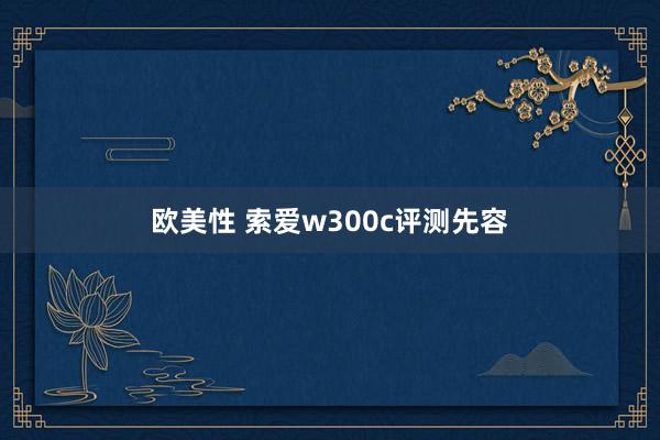 欧美性 索爱w300c评测先容