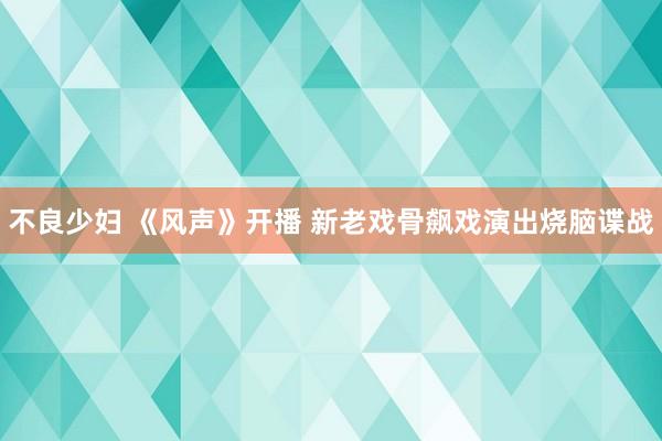 不良少妇 《风声》开播 新老戏骨飙戏演出烧脑谍战